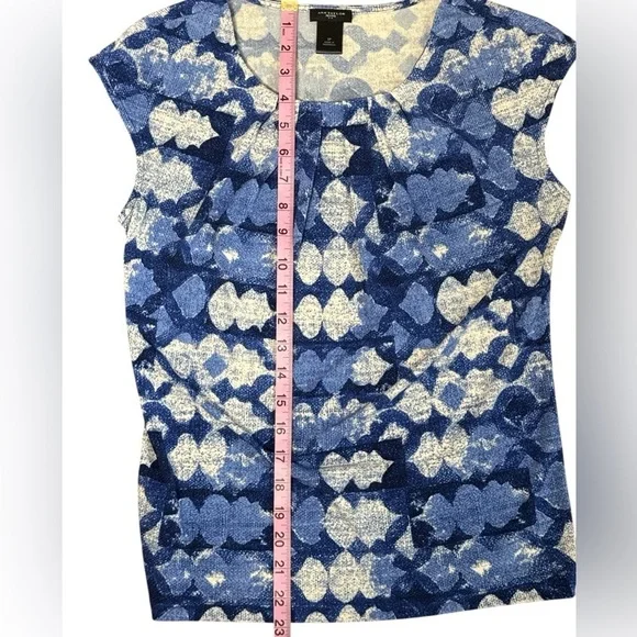Ann Taylor Petite Blue Abstract Sleeveless Top SP - Picture 6 of 7